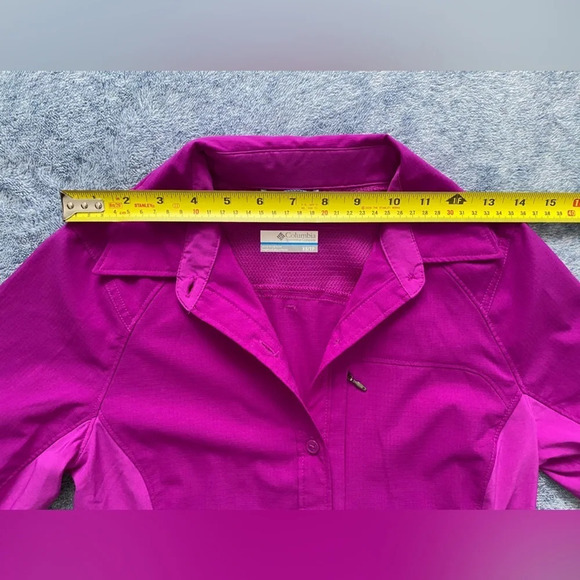COLUMBIA Omni-Shade Sun Protection Magenta Button Down Hiking Camping Shirt XS - Picture 11 of 15